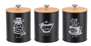 Pojemniki Kawa Herbata Cukier Zestaw Komplet 3szt Czarne - Herbata Pojemniki Kawa Herbata Cukier Zestaw Komplet 3szt Czarne - Herbata - miniaturka - grafika 1