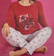 Piżamy damskie - Damska piżama długa bawełniana długi rękaw długie spodnie XL plus size - miniaturka - grafika 1