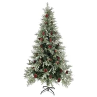 Choinki - vidaXL Choinka z szyszkami zielono-biała 225 cm PVC i PE 340536 - miniaturka - grafika 1