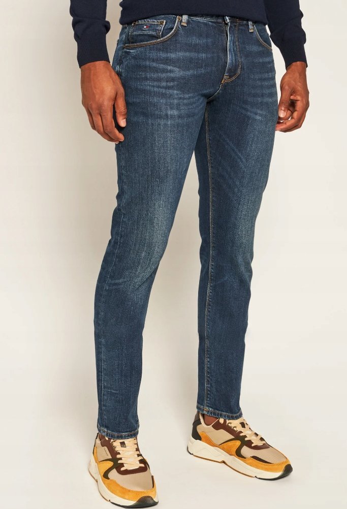 TOMMY HILFIGER MĘSKIE SPODNIE GRANATOWE JEANSOWE BAWEŁNIANE 33/34 16EA