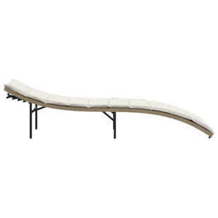 Leżak z poduszką, beżowy, 55x199x50 cm, polirattan Lumarko! - Leżaki ogrodowe - miniaturka - grafika 6
