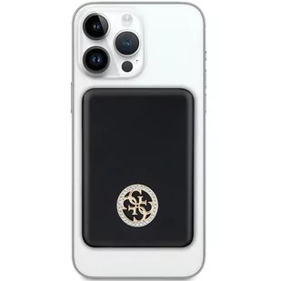 Guess Powerbank indukcyjny 5W GUPBM3AL4DMK 3000mAh czarny/black MagSafe 4G Strassed Metal Logo - Powerbanki - miniaturka - grafika 2
