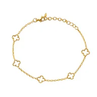 Bransoletki - Bransoletka na rękę stal chirurgiczna pozłacana 14k złotem, koniczynka BST1594 - miniaturka - grafika 1