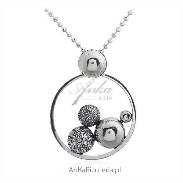 ankabizuteria.pl Zawieszka srebrna oksydowana z cyrkoniami - KULECZKI