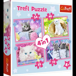 Trefl PUZZLE 4W1 ZABAWNE KOTKI PUD 34396 - Puzzle - miniaturka - grafika 2