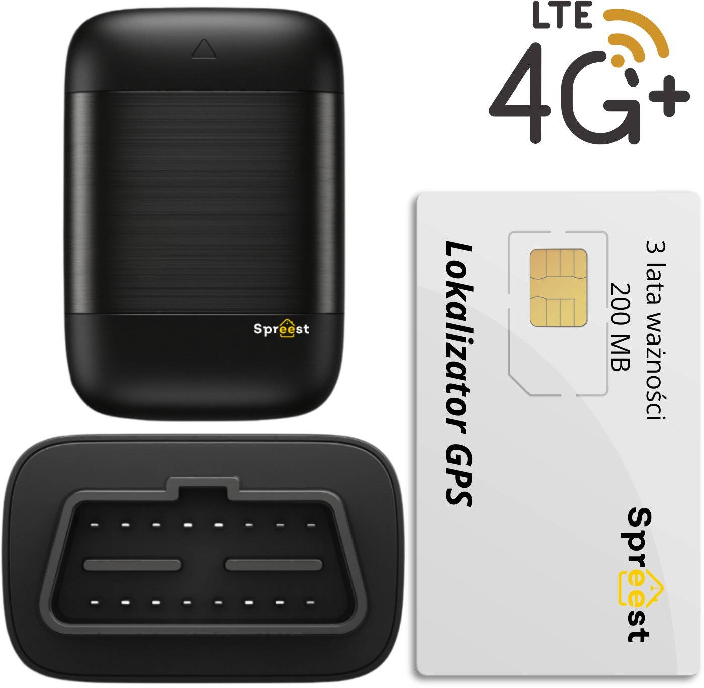 Spreest LOKALIZATOR GPS 4G DO AUTA SAMOCHODU GNIAZDO OBD + KARTA SIM NA 13 MIESIĘCY
