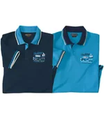 Koszulki męskie - Zestaw 2 żeglarskich koszulek polo z piki Mężczyzna Atlas For Men - Kolor : Granatowy - Rozmiar : 5XL - miniaturka - grafika 1