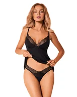 Piżamy damskie - Komplet Bella Rou top + figi Czarny (Rozmiar M/L) - miniaturka - grafika 1