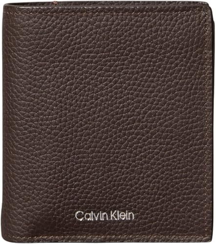 Calvin Klein Męskie folie tłoczone wąskie potrójnie składane w karty LV04D1063G portfele, brązowe (CK ciemnobrązowy), jeden rozmiar, Brązowy (Ck ciemnobrązowy), Rozmiar Uniwersalny