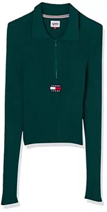 Tommy Hilfiger Damskie kardigany Tjw z zamkiem błyskawicznym na całej długości żeberka, ciemnozielone, XL, Ciemna zieleń, XL - Swetry damskie - miniaturka - grafika 1