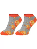 Skarpetki damskie - Skarpetki dziecięce, stopki, szaro-pomarańczowe, pomarańcze, milusie - miniaturka - grafika 1