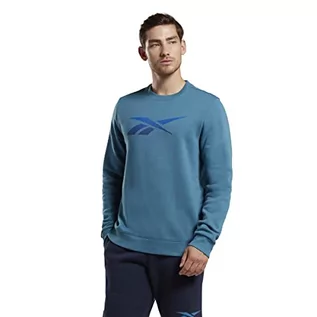 Bluzy męskie - Reebok Męska bluza z długim rękawem z logo, stalowa niebieska S23-R, XL, Steely Blue S23-r, XL - grafika 1