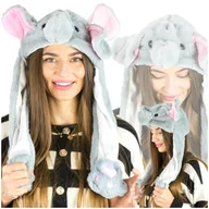 Dodatki do strojów karnawałowych - Pluszowa czapka z ruchomymi uszami słoń - miniaturka - grafika 1