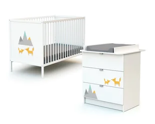 WEBABY - Drewniane łóżko do sypialni i przewijak White Fox firmy White Fox - Łóżeczka i kojce - miniaturka - grafika 1