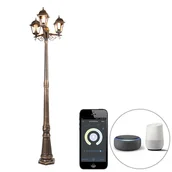 Lampy ogrodowe - QAZQA Inteligentna latarnia antyczne złoto 3-punktowa IP44 z Wi-Fi ST64 - Capital - miniaturka - grafika 1