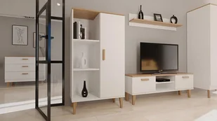 Regał w stylu skandynawskim DALLAS biały&hikory - Regały - miniaturka - grafika 1
