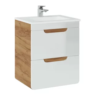 Szafka z Umywalką 824 Aruba Comad Biały, Dąb Craft Złoty - Szafki łazienkowe - miniaturka - grafika 1