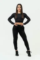 Koszulki sportowe damskie - Koszulka damska Nebbia Intense Women's Long Sleeve Crop Top Perform 839 Black S - miniaturka - grafika 1