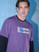 Koszulki męskie - 4F T-shirt regular z nadrukiem męski - fioletowa XXL - miniaturka - grafika 1