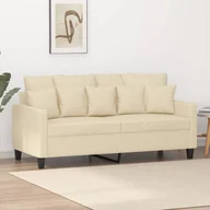 Sofy i kanapy - vidaXL 2-osobowa sofa, kremowa, 140 cm, tapicerowana tkaniną - miniaturka - grafika 1