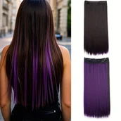 Pozostałe akcesoria fryzjerskie - TEMU 1 szt. Świeża klipsa do włosów z 5 klipsami - Długa prosta ciepłoodporna włoska z syntetycznego włókna dla kobiet, dodaje objętości i długości, - miniaturka - grafika 1