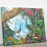 Dekoratorstwo - Raj w dżungli - Diamentowa mozaika, haft diamentowy 50 x 40 cm - miniaturka - grafika 1