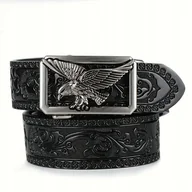 Paski - Pas pasek SKÓRZANY AUTOMATYCZNY PREMIUM retro SKÓRA NATURALNA ORZEŁ 120 cm - miniaturka - grafika 1