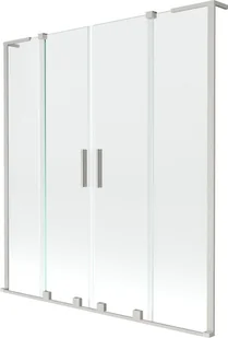 Mexen Velar L Duo parawan nawannowy 2-skrzydłowy rozsuwany 140 x 150 cm, transparent, nikiel szczotkowany - 896-140-003-02-97 - Parawany nawannowe - miniaturka - grafika 1