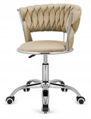 Fotele i krzesła biurowe - Krzesło Obrotowe Do Biurka Gabinetu Warkocz Welurowe Beżowe TRECCIA OFFICE - miniaturka - grafika 1