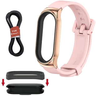 Pasek silikonowy Alogy z zapięciem opaska do Xiaomi Mi Band 7 Pink + 2x Szkło - Akcesoria do smartwatchy - miniaturka - grafika 1