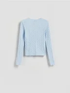 Swetry damskie - Reserved - Sweter z ozdobnym splotem - jasnoniebieski - miniaturka - grafika 1