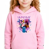 Bluzy dla dziewczynek - Bluza Dziecięca Różowa Z Kapturem KPOPOWE WOJOWNICZKI Bajka Wzory - 128 cm - miniaturka - grafika 1