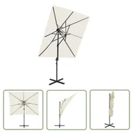 Parasole ogrodowe - The Living Store Parasol wiszący z podwójną czaszą - 250x250 cm - piaskowy - Parasol Wiszący - miniaturka - grafika 1
