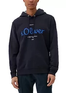 Bluzy męskie - s.Oliver Bluza męska z nadrukiem logo, niebieski, 3XL - miniaturka - grafika 1