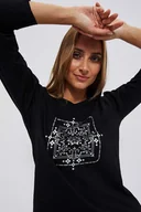 Bluzki damskie - Bluzka z długimi rękawami i metalicznym printem-XS - miniaturka - grafika 1