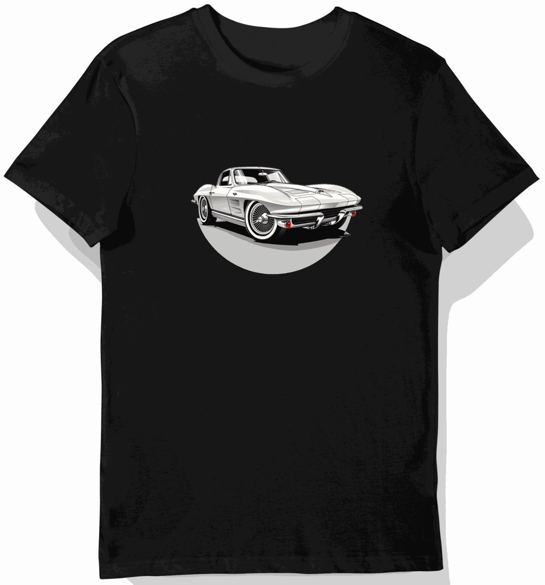 Koszulka męska czarna z grafiką klasycznego Chevroleta Corvette S