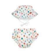 Kąpielówki dla chłopców - Lassig Zestaw kapelusz i majteczki do pływania z wkładką chłonną Ice Cream UV 50+ 6 m-cy - miniaturka - grafika 1