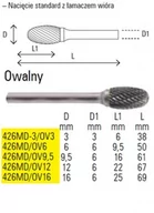 Pilniki - Beta PILNIK OBROTOWY Z WĘGLIKA OWALNY 3MM 426MD-3/OV3 - miniaturka - grafika 1