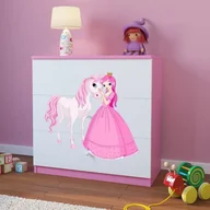 Komody dla dzieci - KocotKids Komoda do pokoju dziecięcego, babydreams, księżniczka i konik, 81 cm, różowa - miniaturka - grafika 1