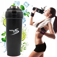 Shakery i bidony sportowe - Szczelna butelka shaker bpa free bidon sportowy z ustnikiem 700ml czarny - miniaturka - grafika 1
