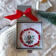 Bransoletki - Świąteczna bransoletka z czerwonych korali z serduszkiem - miniaturka - grafika 1