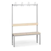 Meble do szkół i przedszkoli - B2B Partner Ławka szatniowa z wieszakiem, siedzisko - listwy, długość 1000 mm, szara 179326 - miniaturka - grafika 1