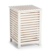 Pojemniki łazienkowe - ZELLER Kosz na pranie drewniany skrzynia kolor biały ZELLER 18877 - miniaturka - grafika 1