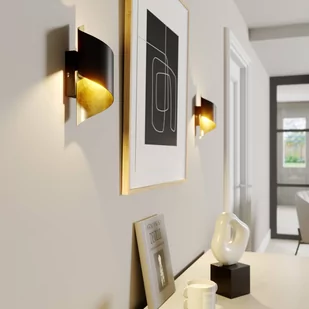 Lindby Metalowy kinkiet Desirio, czarno-złoty, 3szt. - Lampy ścienne - miniaturka - grafika 1