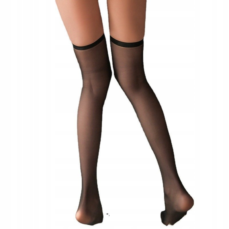 Pończochy zakolanówki gładkie, z delikatnym paseczkiem samonośnym