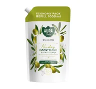 Mydła - Aura Care kremowe mydło do rąk Nourishing Olive & Milk refill 1000 ml - miniaturka - grafika 1