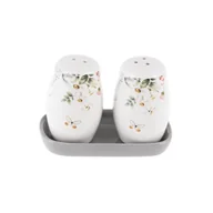 Pozostałe akcesoria kuchenne - Pojemniki ceramiczne na pieprz i sól z podstawką biało-szare - miniaturka - grafika 1