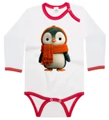 Body dla niemowląt - Body dziecięce Słodki Mały Pingwin W Szaliku Zima Śnieg Święta 98/104 - miniaturka - grafika 1