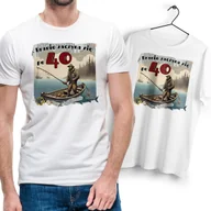 Koszulki męskie - Koszulka Męska Biała na 40 Urodziny T-Shirt z Nadrukiem Na Prezent Gift - miniaturka - grafika 1