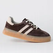 Półbuty damskie - Sneakersy damskie trampki skóra GOODIN GD-XF-199 platforma brąz 41 - miniaturka - grafika 1